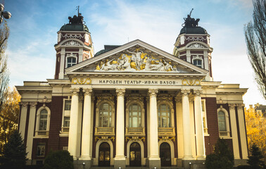 Fototapeta na wymiar View of the Ivan Vazov National Theater in Sofia, Bulgaria