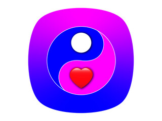 Yin Yang Meaning in Love and Relationships App icon.Vector
