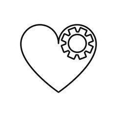 Gear And Love Icon, Heart In Gear Illustration