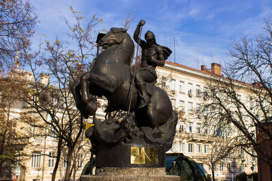 Monument to the lancer on a horse in Sofia