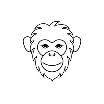 recommend clip art: Monkey head in line art style