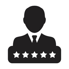 5 Star rating icon for social credit system vector male user person profile avatar symbol for in a glyph pictogram illustration