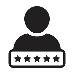 Social credit score icon 5 star rating vector male user person profile avatar symbol for in a glyph pictogram illustration