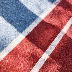 close up of a carpet of track and field track line