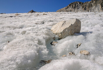 Aneto glacier and rock details (Posets-Maladetas Natural Park, Benasque, Spain, Pyrenees)