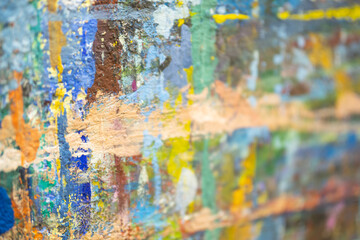 easel in paints close up