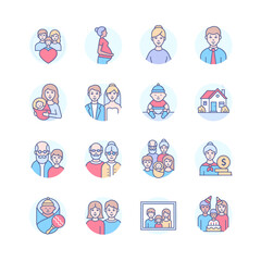 Family life - modern line design style icons
