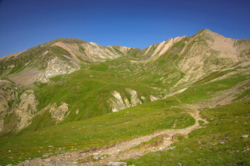 Fototapeta premium Coll de la Marrana mountain pass. Views towards the Freser valley in summer (Ripollès, Catalonia, Spain, Pyrenees)