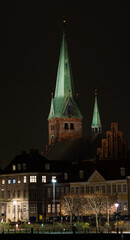 Fototapeta na wymiar Cathedral in Elsinore, Denmark, as seen from the coast side heading south west