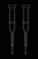 walking stick white on black background