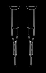 walking stick white on black background