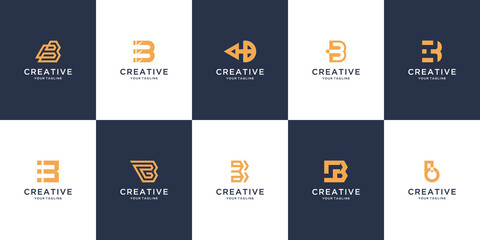 Set of elegant monogram letter b logo design