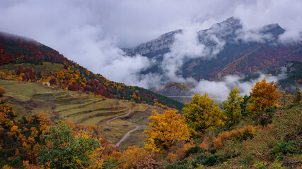 Gréixer Valley, in autumn, at the Moixeró foothill (Berguedà, Catalonia, Spain, Pyrenees)