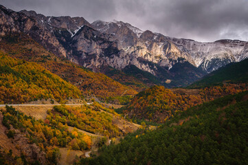 Gréixer Valley, in autumn, at the Moixeró foothill (Berguedà, Catalonia, Spain, Pyrenees)