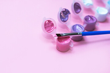 Painting set: Brushes, multicolored acrylic, painting by Number Kits hobby.