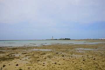 Shallow Senaga beach in Naha, Okinawa, Japan - 沖縄 瀬永ビーチ
