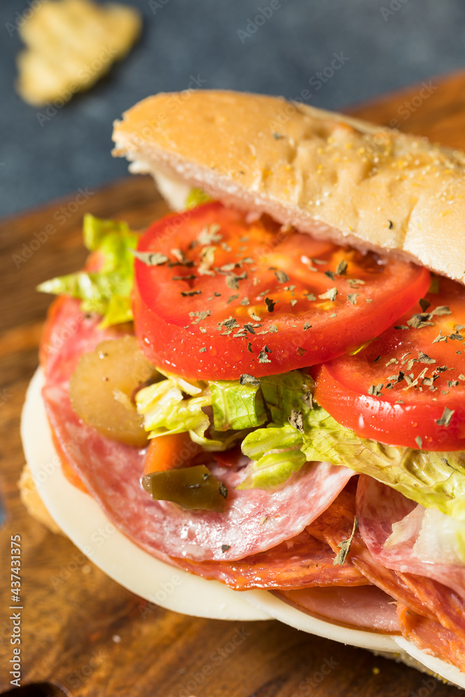 Canvas Prints Homemade Cold Cut Italian Sub Sandwich