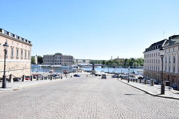 Slottsbacken beside the royal palace in Stockholm Sweden 
