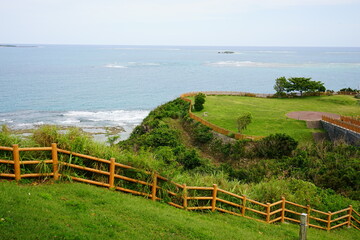 Fototapeta na wymiar Cape Chinen Park in Okinawa, Japan - 沖縄 知念岬 公園