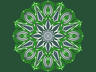 Mandala floral ornament design with fluid abstract acrylic painting background. Digital art illustration