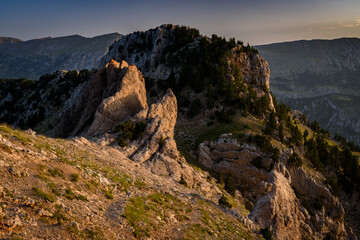 Summer sunrise from the Verdet mountain pass in Pedraforca (Barcelona province, Catalonia, Spain)