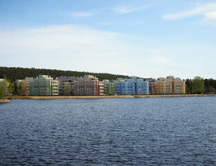 Naklejka premium residential buildings of different colors, low-rise buildings