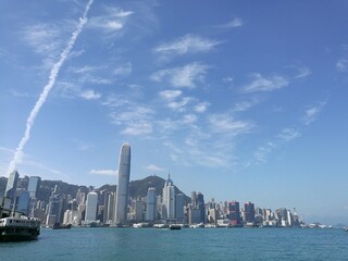 city skyline and harbor