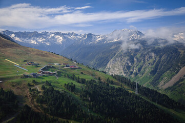 Fototapeta na wymiar Views of Aran valley from Baqueira (Aran Valley, Catalonia, Pyrenees, Spain)
