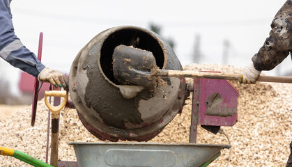 Concrete mixer for mixing sand with cement