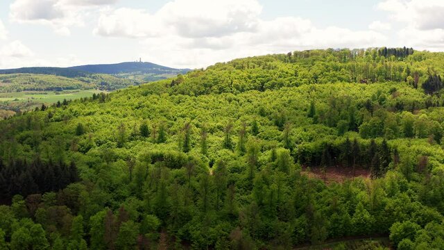 the taunus mountains with the grosser feldberg mountain in spring