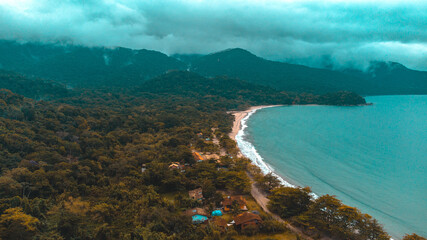 Winter Autumn Cold Island Fog Beach Rainforest Background Nature Trees Leaves Green Blue Landscape Cloud Castelhanos Ilhabela Brazil