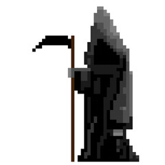 Obraz premium vector pixel art death scythe. Vector illustration