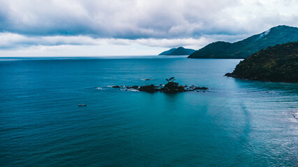 Winter Autumm Cold Island Fog Beach Rainforest Background Nature Trees Leaves Green Blue Landscape Cloud Castelhanos Ilhabela Brazil