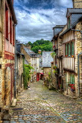 Fototapeta na wymiar Rue du Petit Fort, Dinan, Brittany, France
