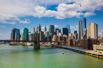 East River, Brooklyn Bridge, and Financial District, New York