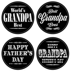 grandpa fathers day graphics on black circles