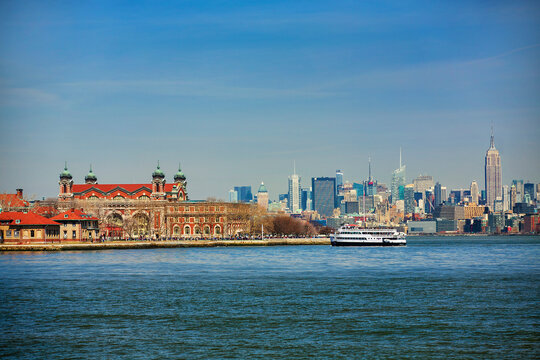 Ferry Arriving at Ellis Island, New York