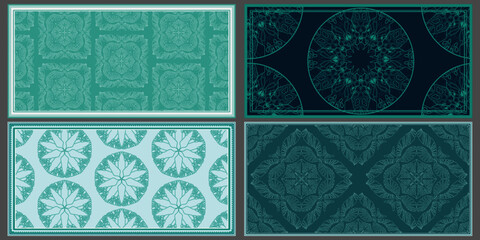 Set of backgrounds with ornament. Scarf designs. Pareo designs. 
