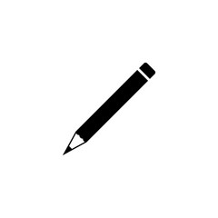 Wooden pencil icon with rubber eraser. Theme for stationery and office supplies. Black silhouette. Vector illustration оn blank white background.