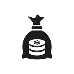 Money bag icon on white background.