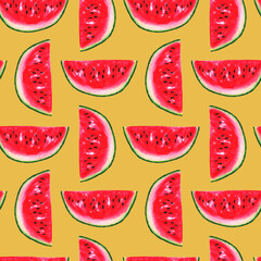 Watermelon seamless pattern. Illustration for fabric und textile design, wallpaper, wrapping, food design, decoration.