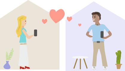 Paar flirtet per Onlinedating