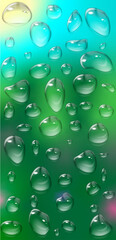mobile phone wallpaper drops on glass with blurred summer landscape in the background
