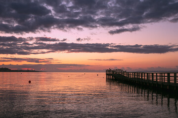 Fototapeta na wymiar jetty by the sea at dawn