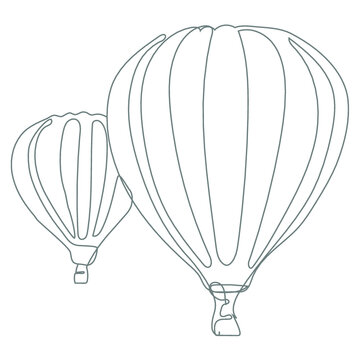 Single line drawing hot air balloon, where one line makes the entire picture.