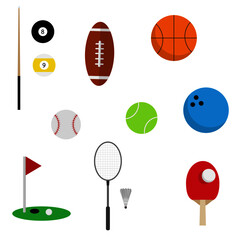 Set of different sports equipment