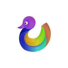 Vector Logo Design Duck with gradient colorful