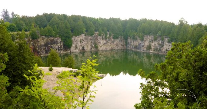 Late summer Elora Quarry in Ontario Canada
