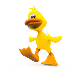 Fototapeta na wymiar duck cartoon in white background