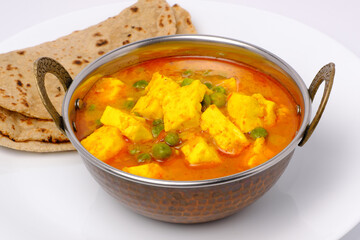 Indian style cottage cheese dish or curry with roti